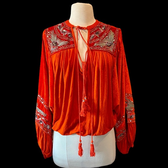 FREE PEOPLE Hearts Aflame Embellished Top NWOT - Picture 6 of 10